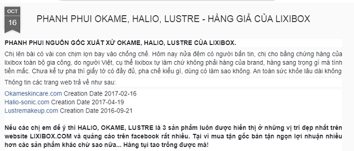 Ngay sau đó các diễn đàn cũng đã chia sẽ cùng đoạn thông tin bóc phốt Lixibox kia