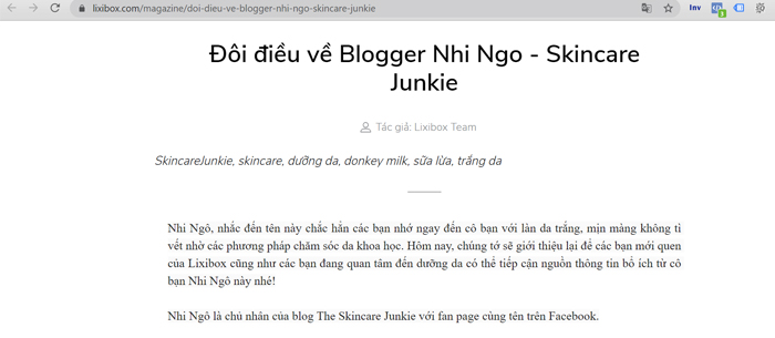 Nhi Ngô - The Skincare Junkie blogger tại cộng đồng Lixibox Magazine